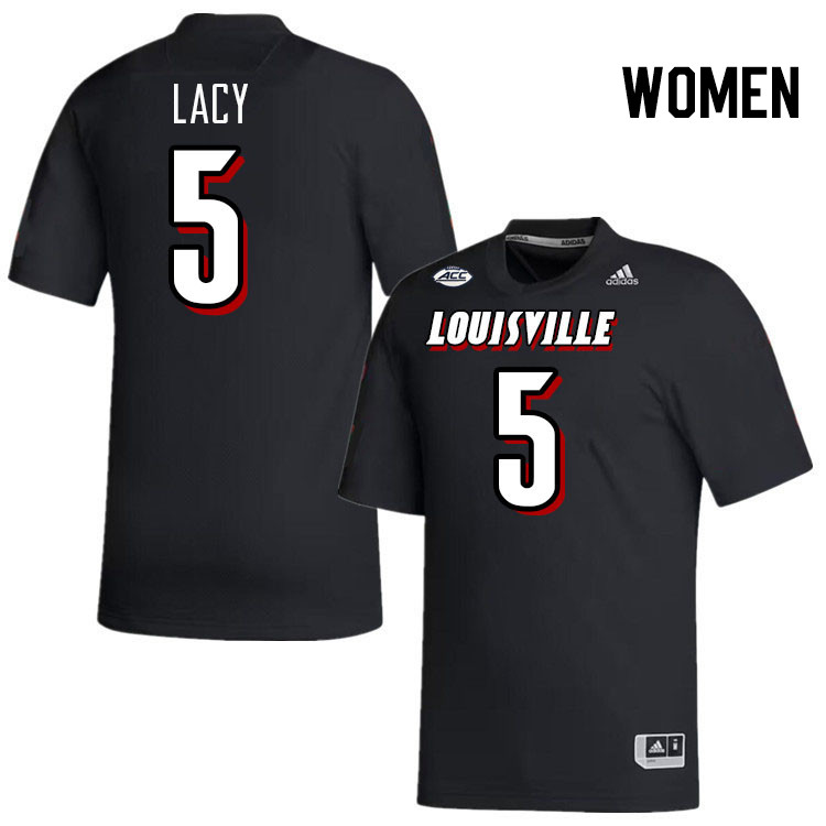 Women #5 Caullin Lacy Louisville Cardinals College Football Jerseys Stitched-Black